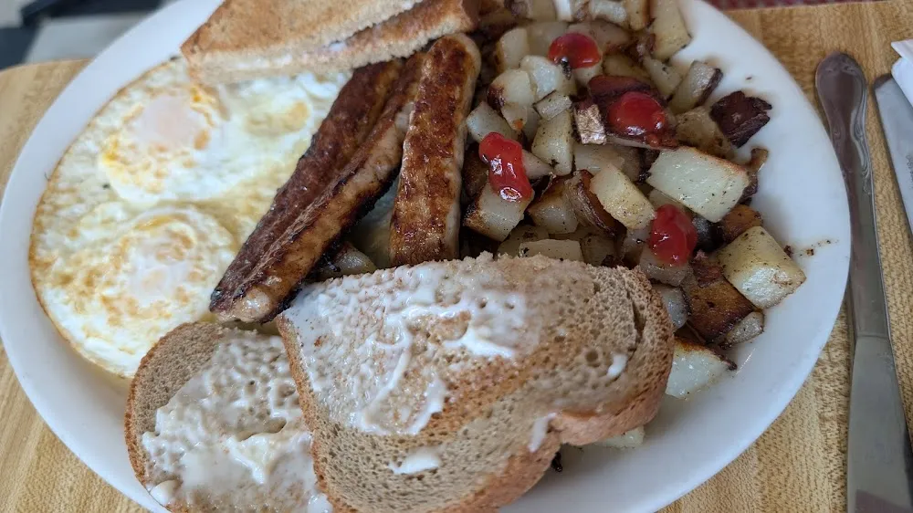 Two Eggs Toast Sausage and Homefries
